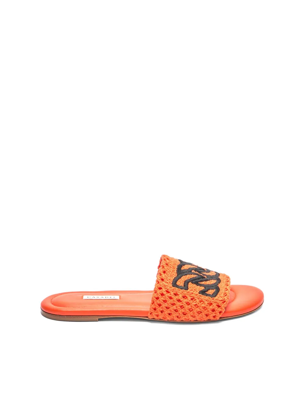 Casadei crochet-embellished flat sandals Orange
