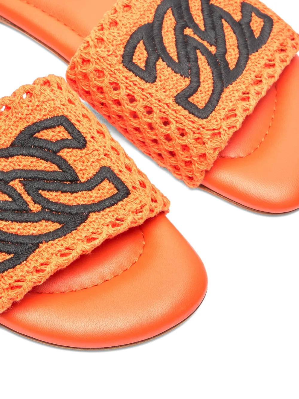 Casadei crochet-embellished flat sandals Orange