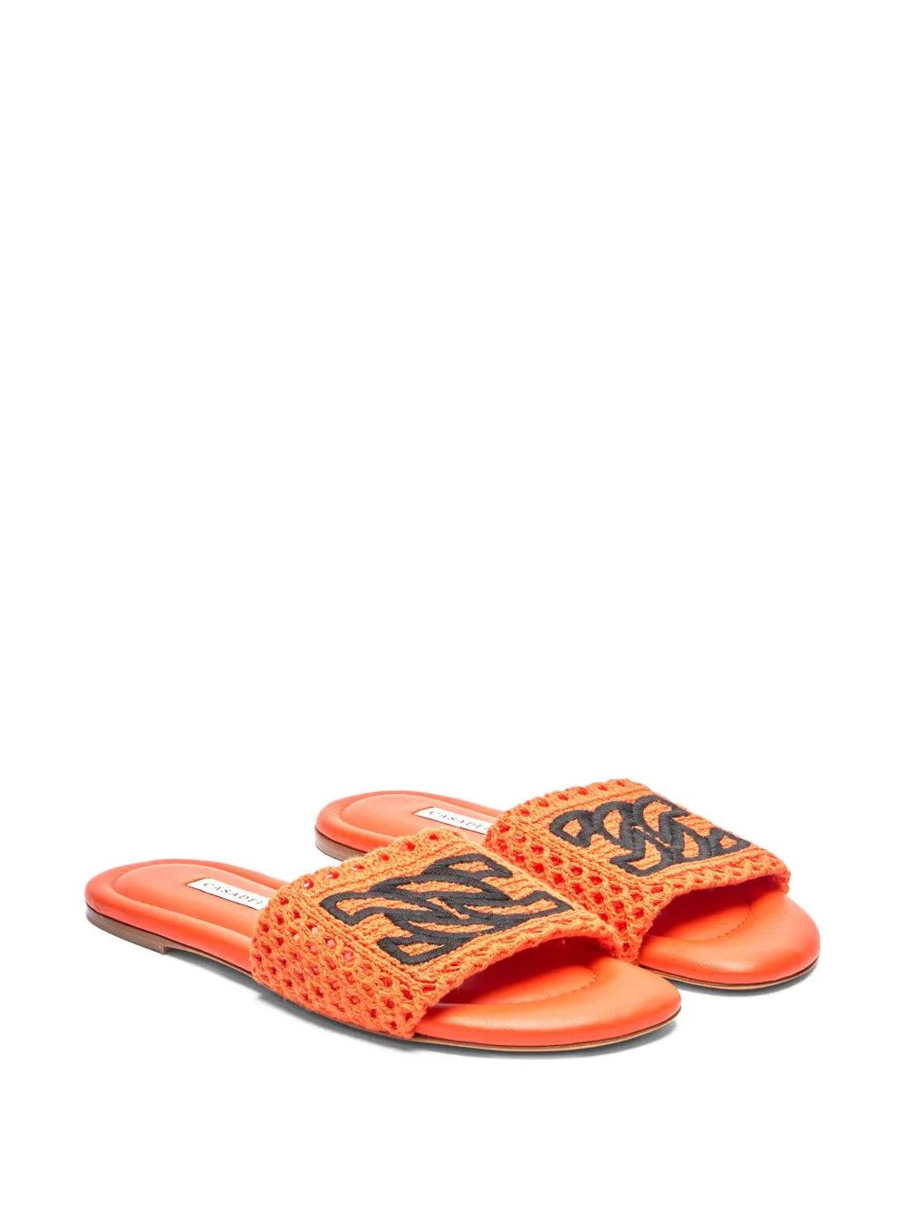 Casadei crochet-embellished flat sandals Orange
