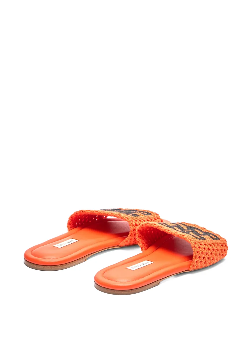 Casadei crochet-embellished flat sandals Orange