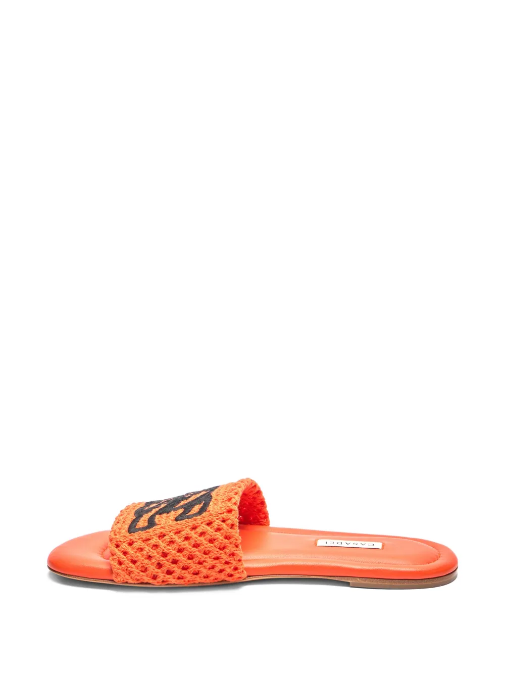 Casadei crochet-embellished flat sandals Orange