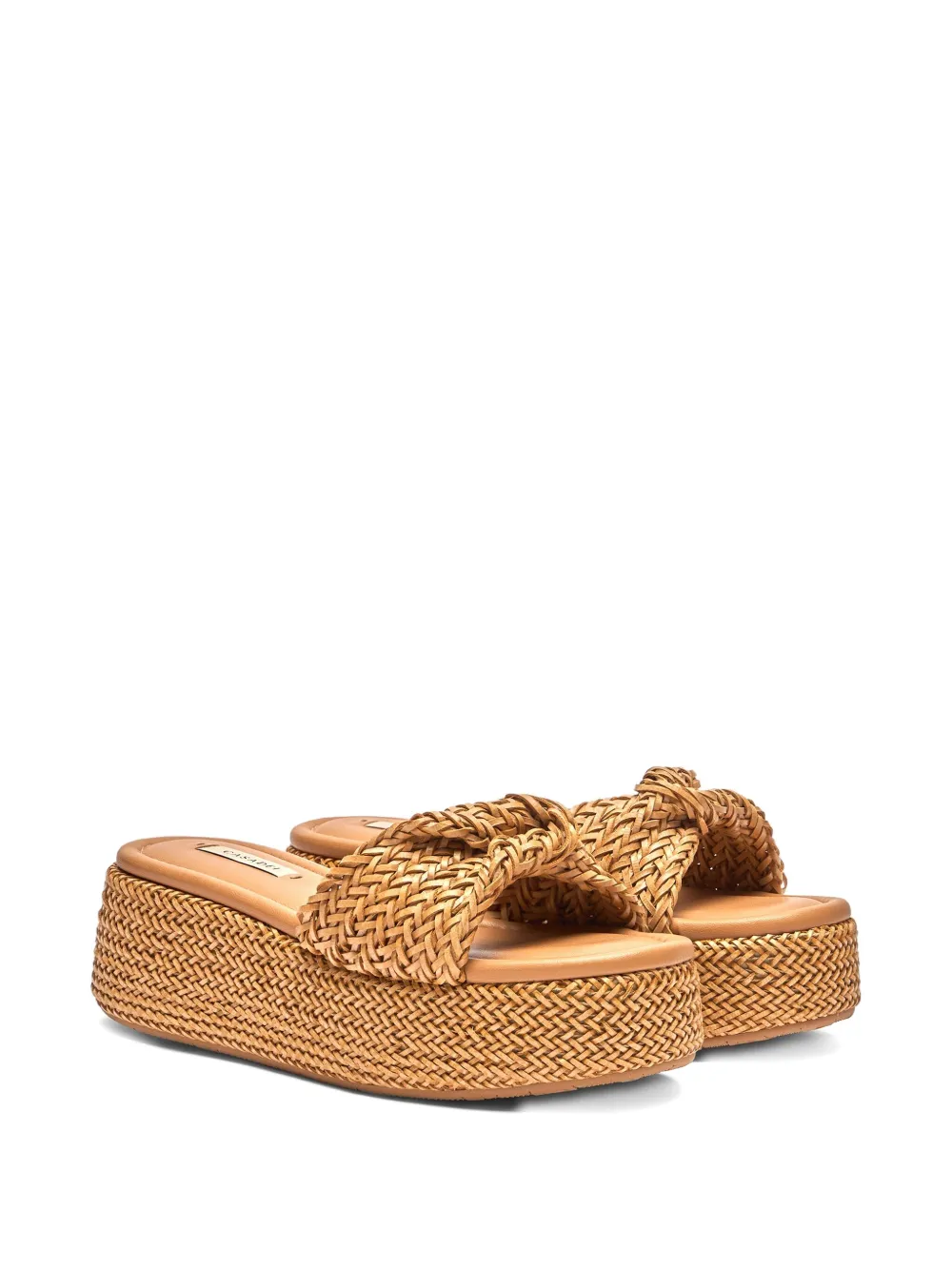Casadei Braided Knot-detail Platform Sandals In Brown