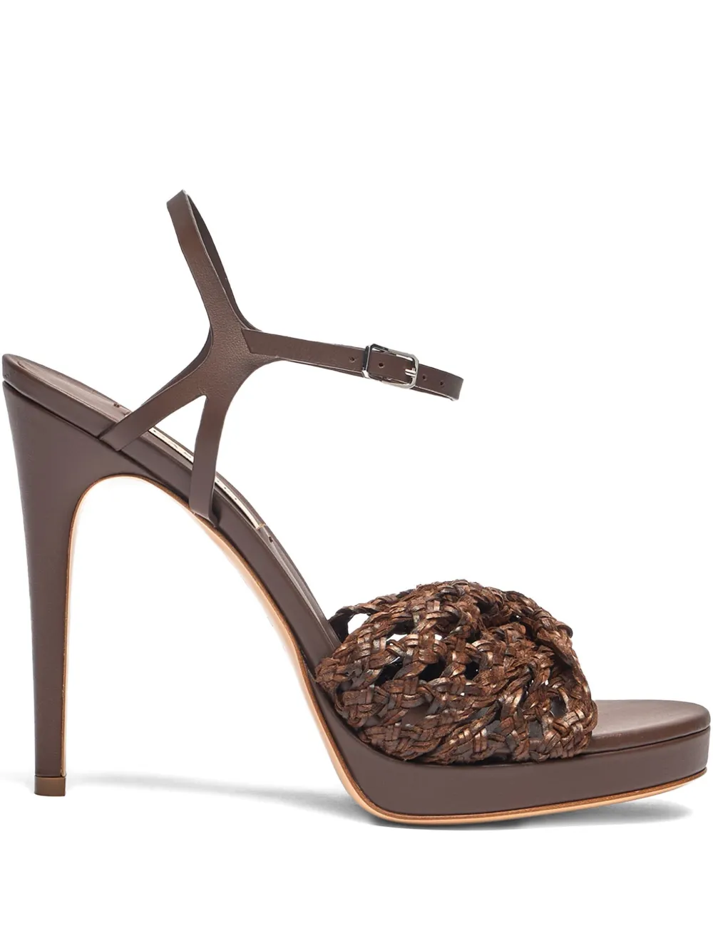Casadei 100mm woven heeled sandals Brown