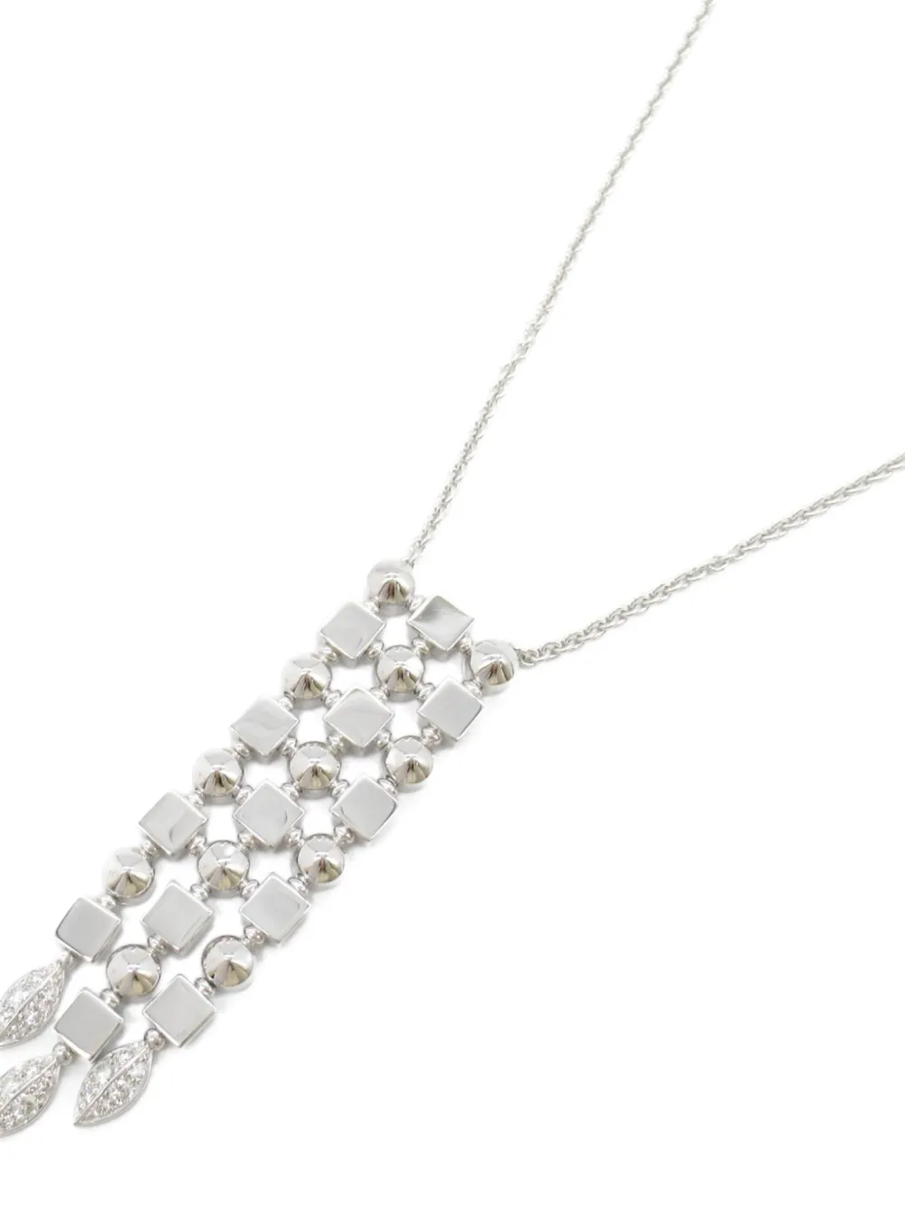 Pre-owned Bvlgari 2010s 18k White Gold Lucia Diamond Necklace In Silver