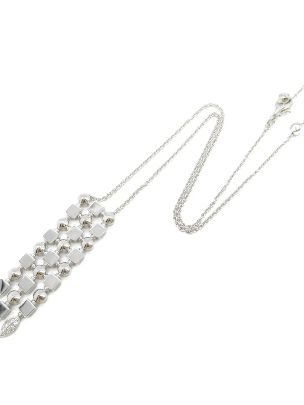 Pre-owned Bvlgari 2010s 18k White Gold Lucia Diamond Necklace In Silver