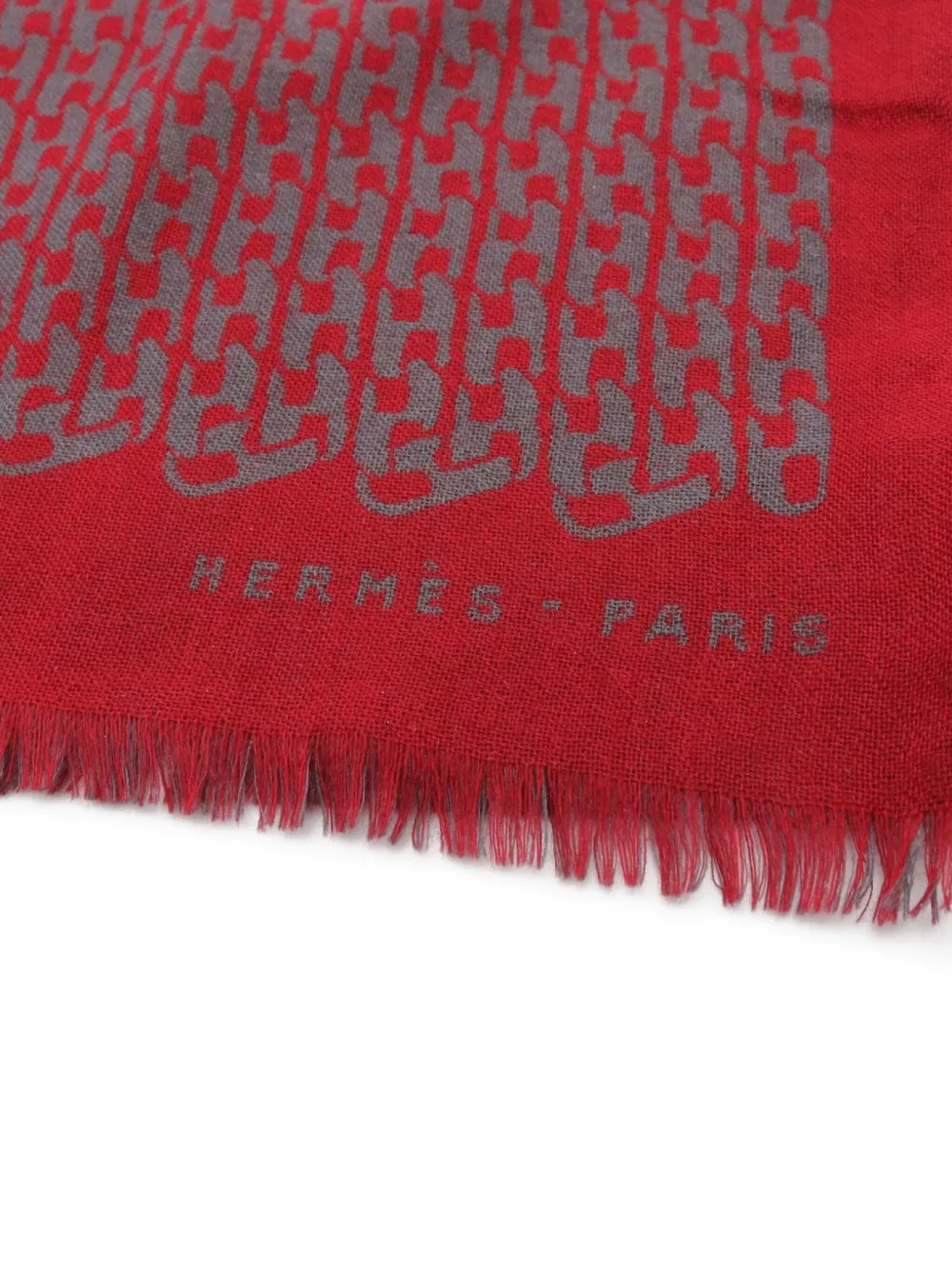 Pre-owned Hermes 2010s H-logo Scarf In Grey