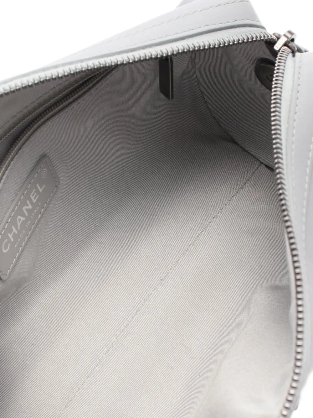 Pre-owned Chanel 2020-2021 Chain Signature Bowling Bag In Grey