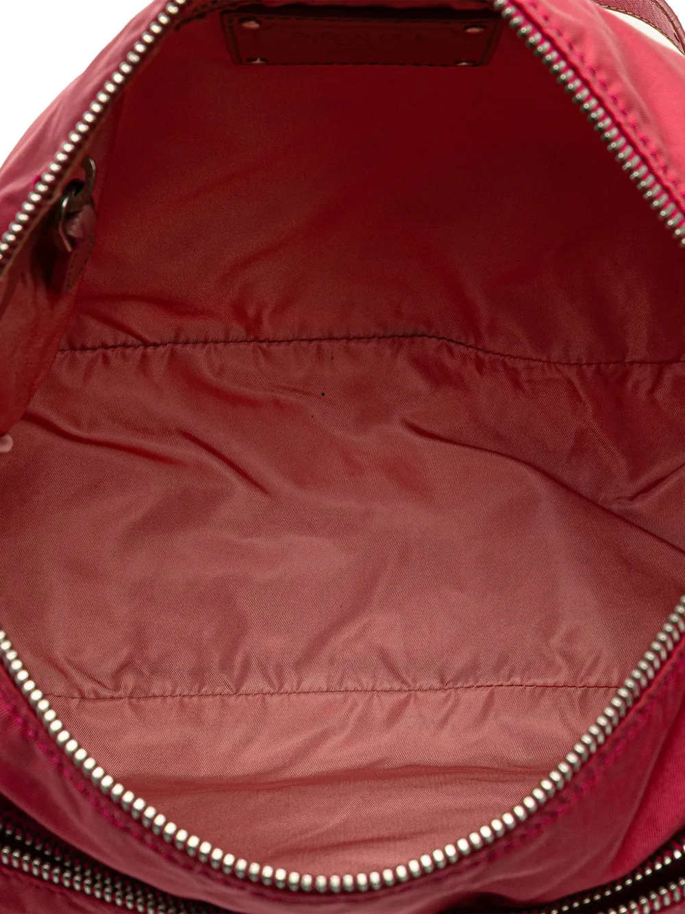 Pre-owned Prada 2013-2024 Saffiano Trimmed Tessuto Zip Top Crossbody Bag In Red