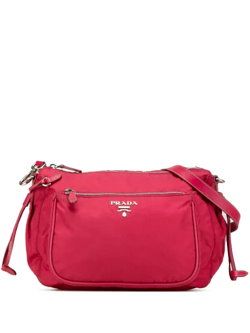 Sac à bandoulière zippé en tissu à bords en cuir Saffiano (2013-2024) - Prada Pre-Owned - Modalova