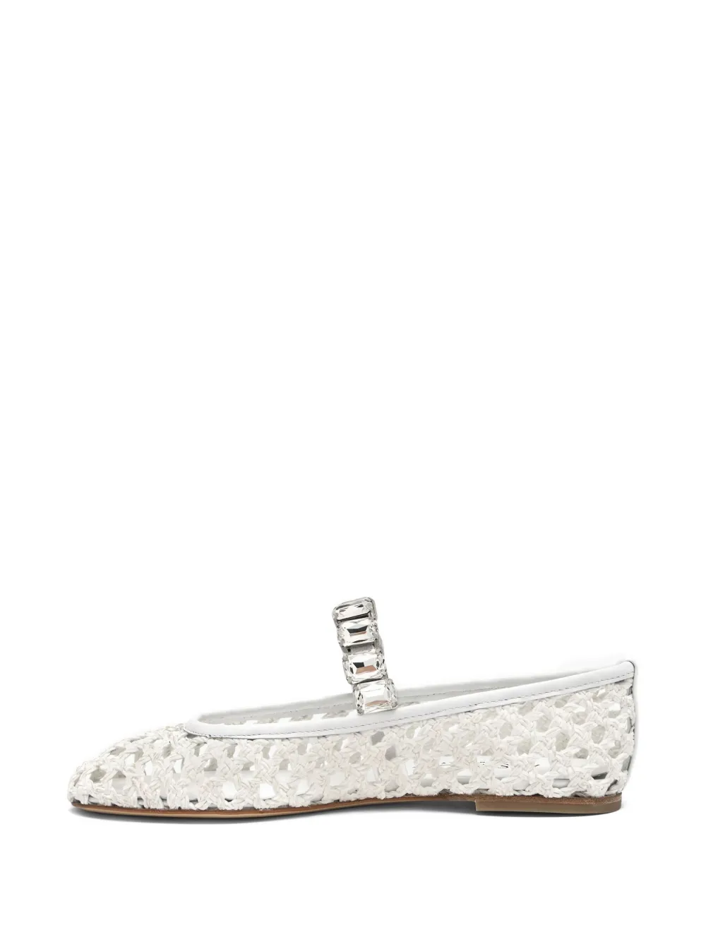 Casadei Ballet Versilia geweven ballerina's verfraaid met kristallen Wit