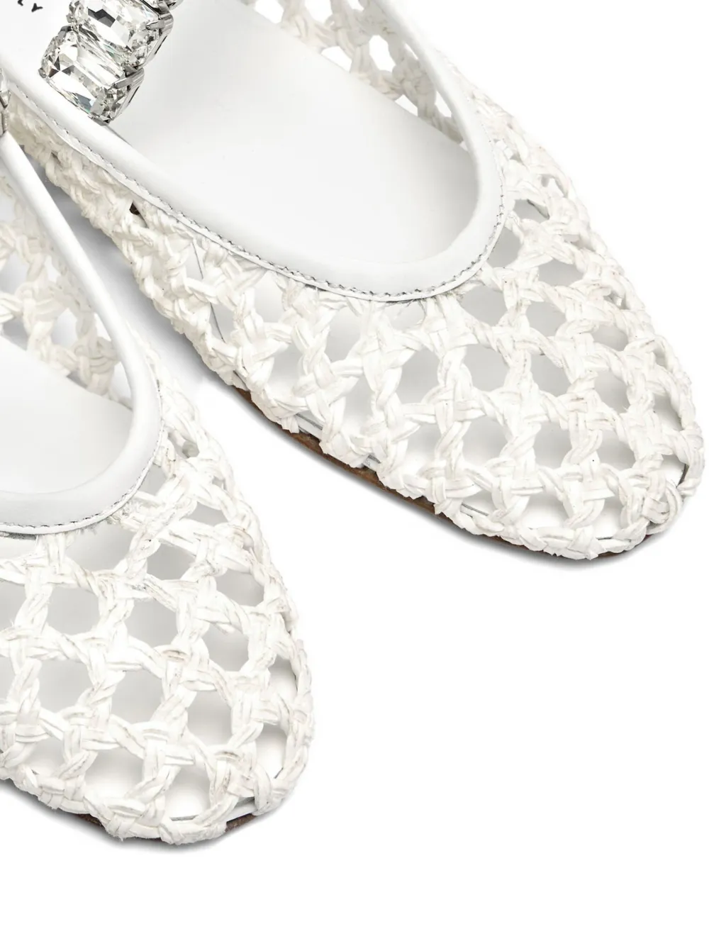 Casadei Ballet Versilia geweven ballerina's verfraaid met kristallen Wit
