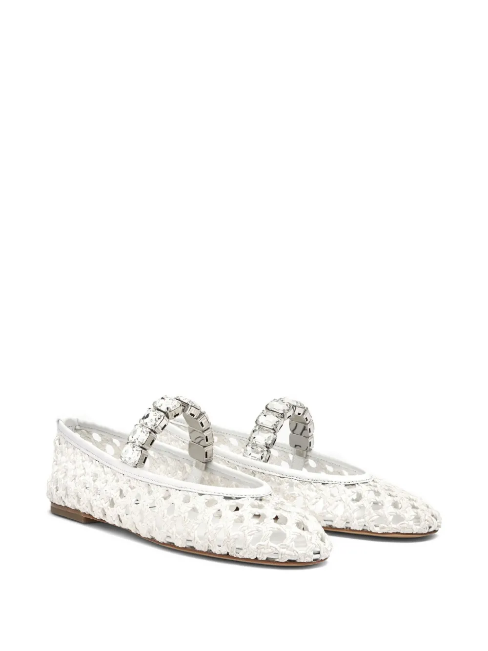 Casadei Ballet Versilia geweven ballerina's verfraaid met kristallen Wit