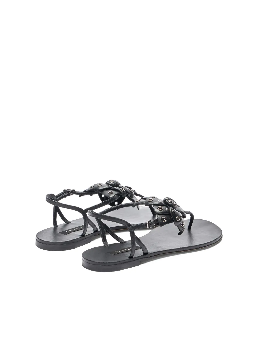 Casadei Stud-embellished Flat Sandals In Black