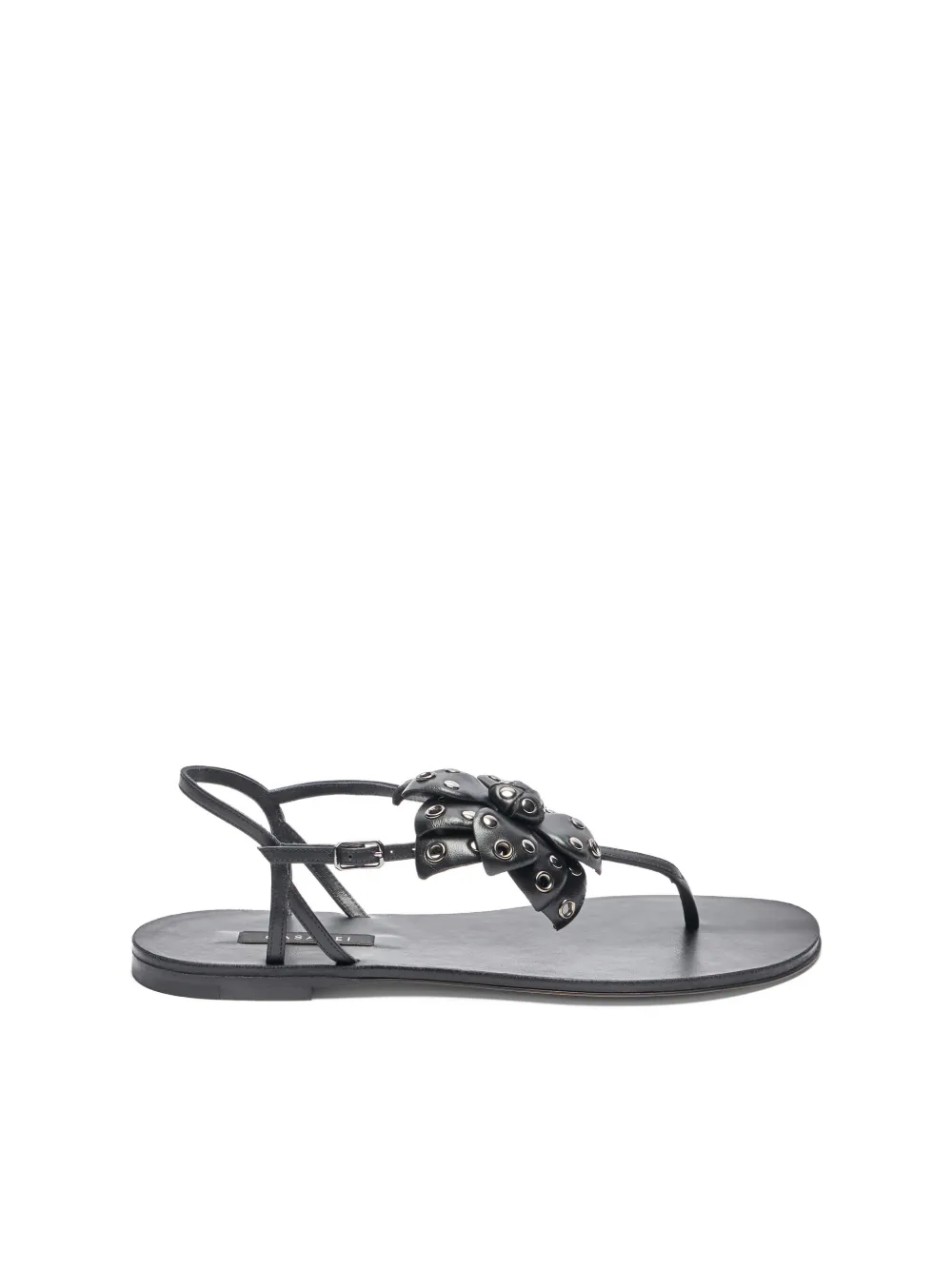 Casadei Stud-embellished Flat Sandals In Black