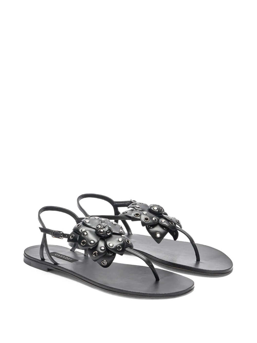 Casadei stud-embellished flat sandals Black