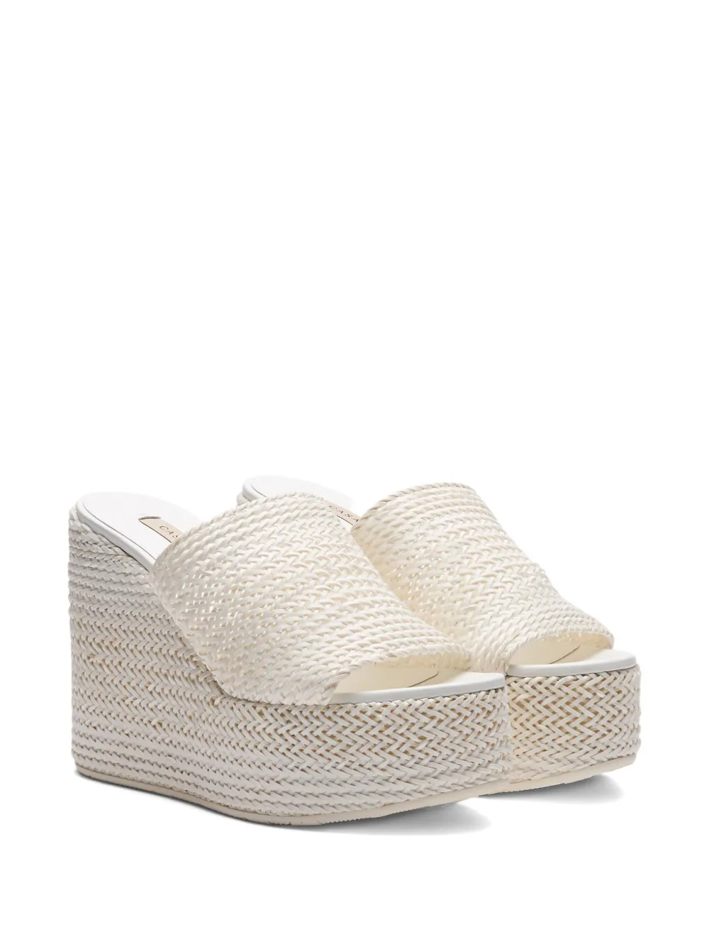 Casadei 80 mm geweven muiltjes met hak Wit