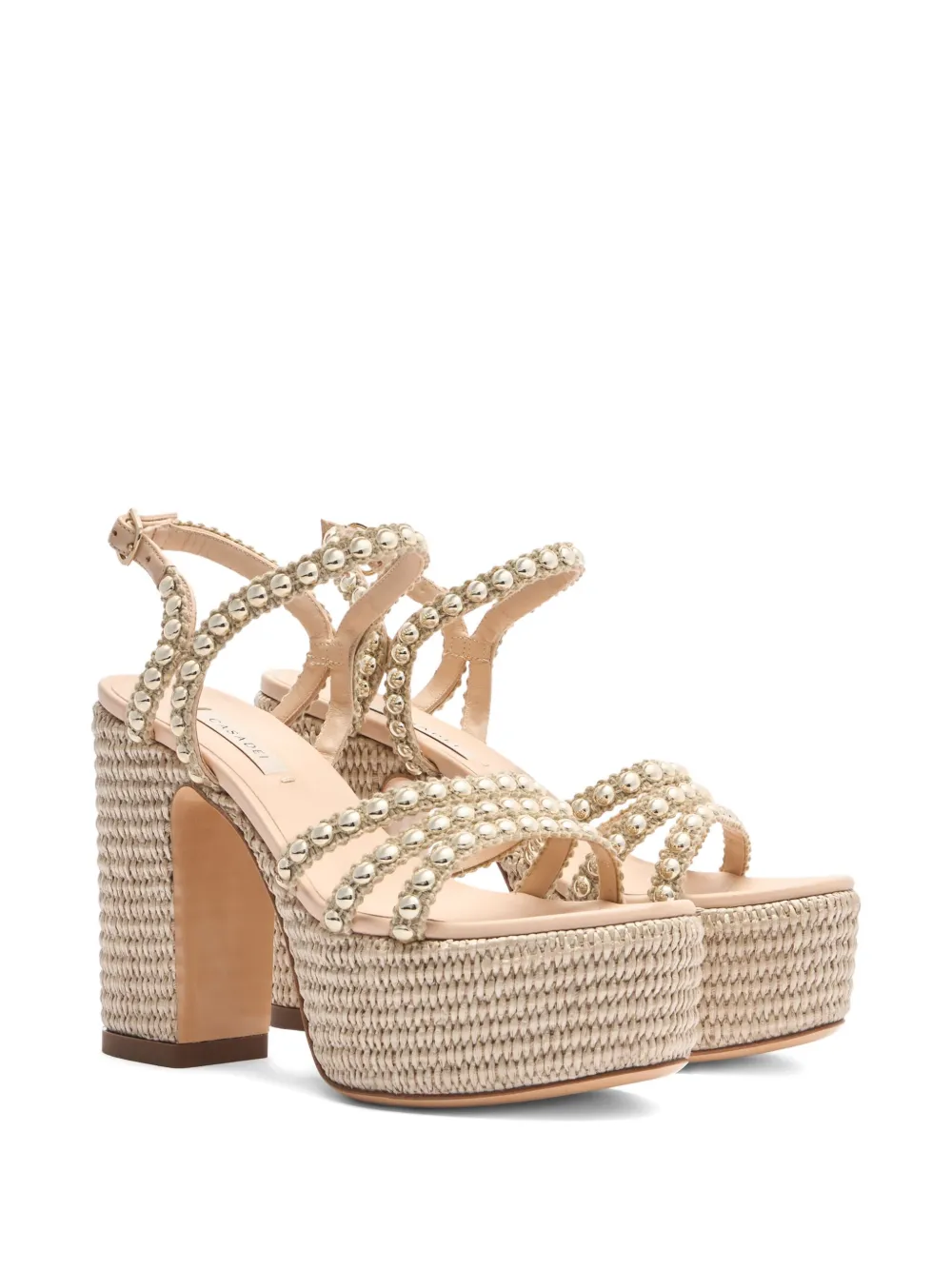 Casadei 120 mm Isa Studsway sandalen Beige