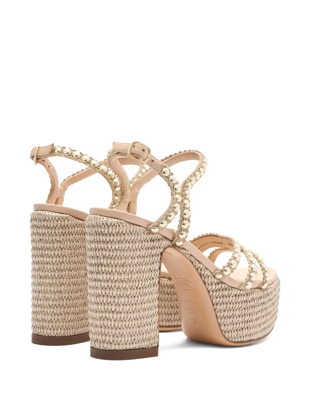 Casadei 120 mm Isa Studsway sandalen Beige