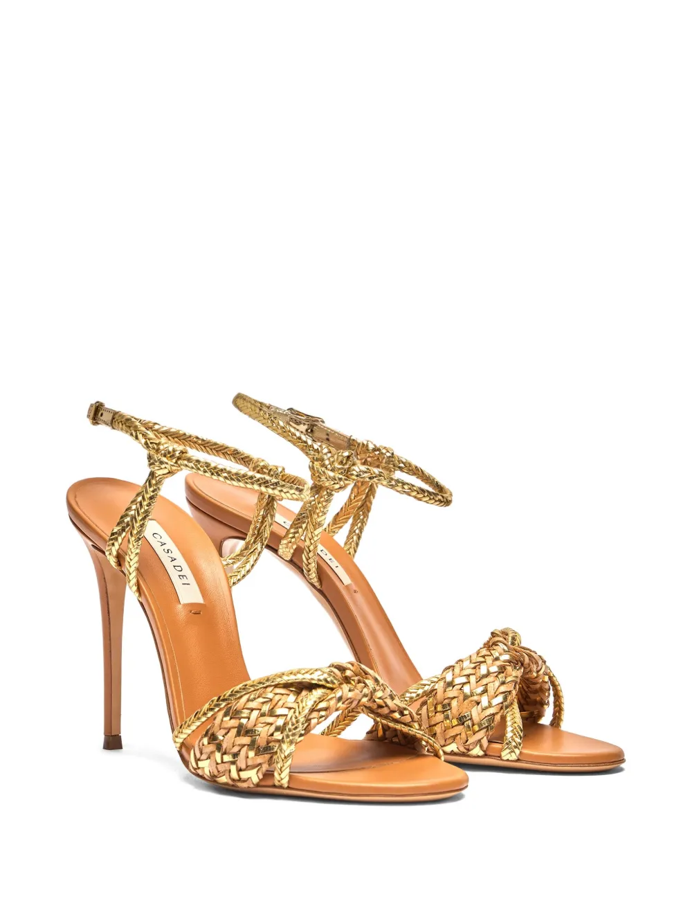 Casadei 100mm braided-strap heeled sandals Neutrals