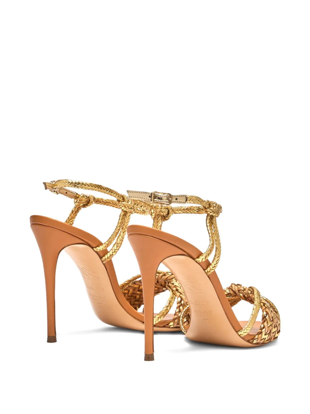 Casadei 100mm braided-strap heeled sandals Neutrals