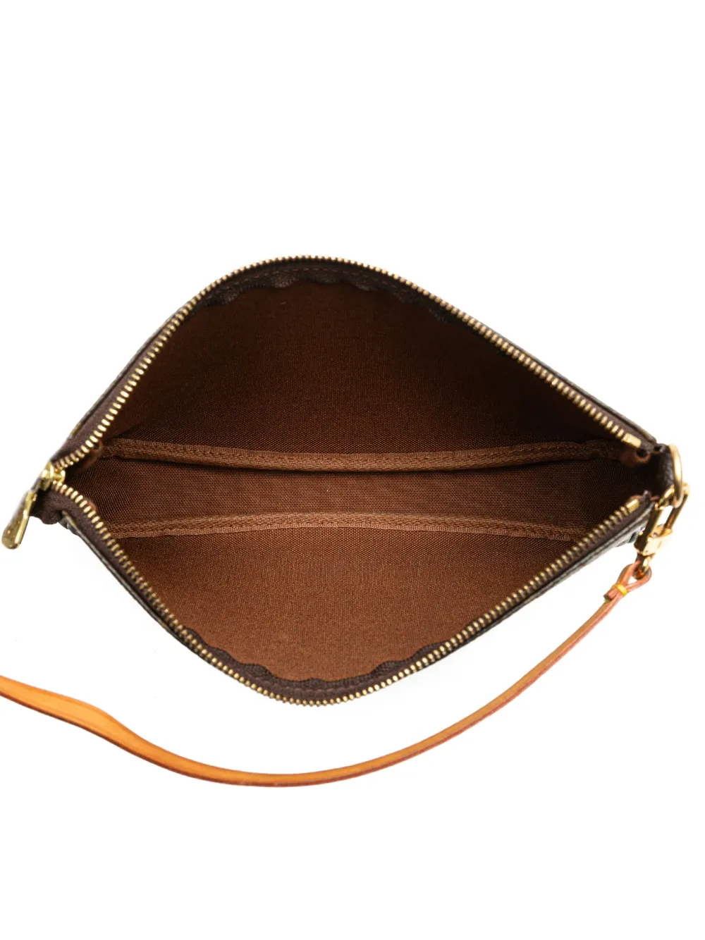 Pre-owned Louis Vuitton 2000 Monogram Pochette Accessoires Shoulder Bag In Brown
