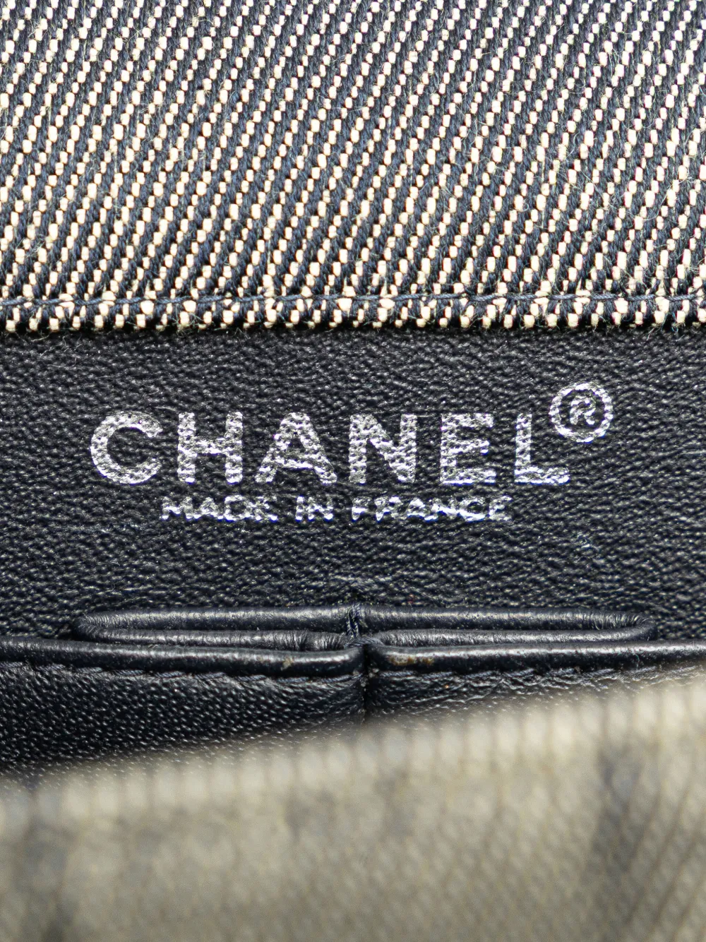 Pre-owned Chanel 2002-2003 Cc Choco Bar Denim Chain Flap Shoulder Bag In Grey