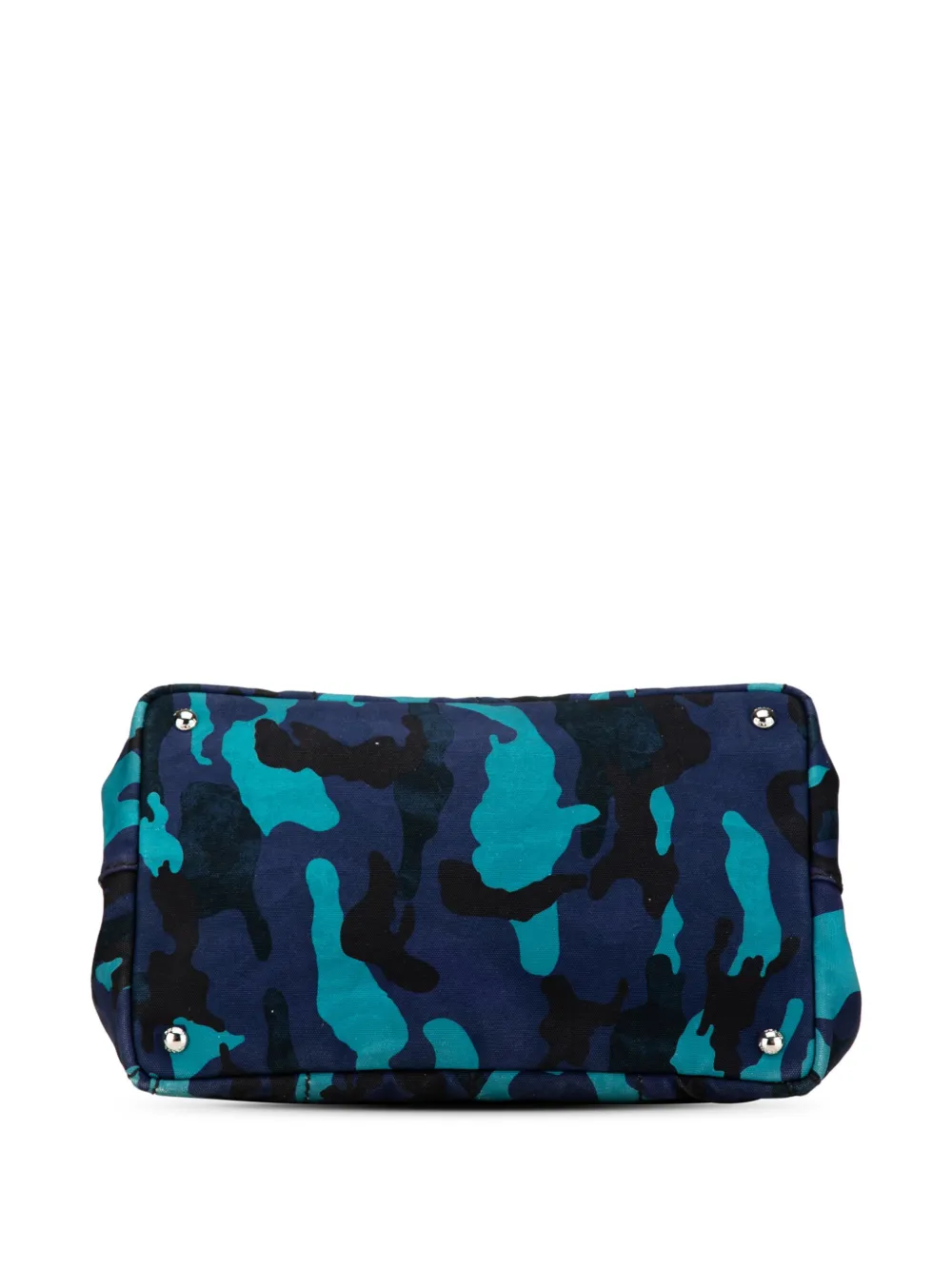 Pre-owned Prada 2013-2024 Canvas Camouflage Canapa Logo Satchel In Blue