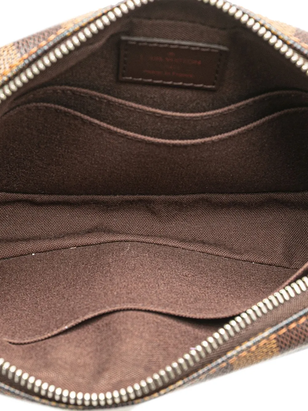 Pre-owned Louis Vuitton 2006 Damier Ebene Pochette Billets Macao Clutch Bag In Brown