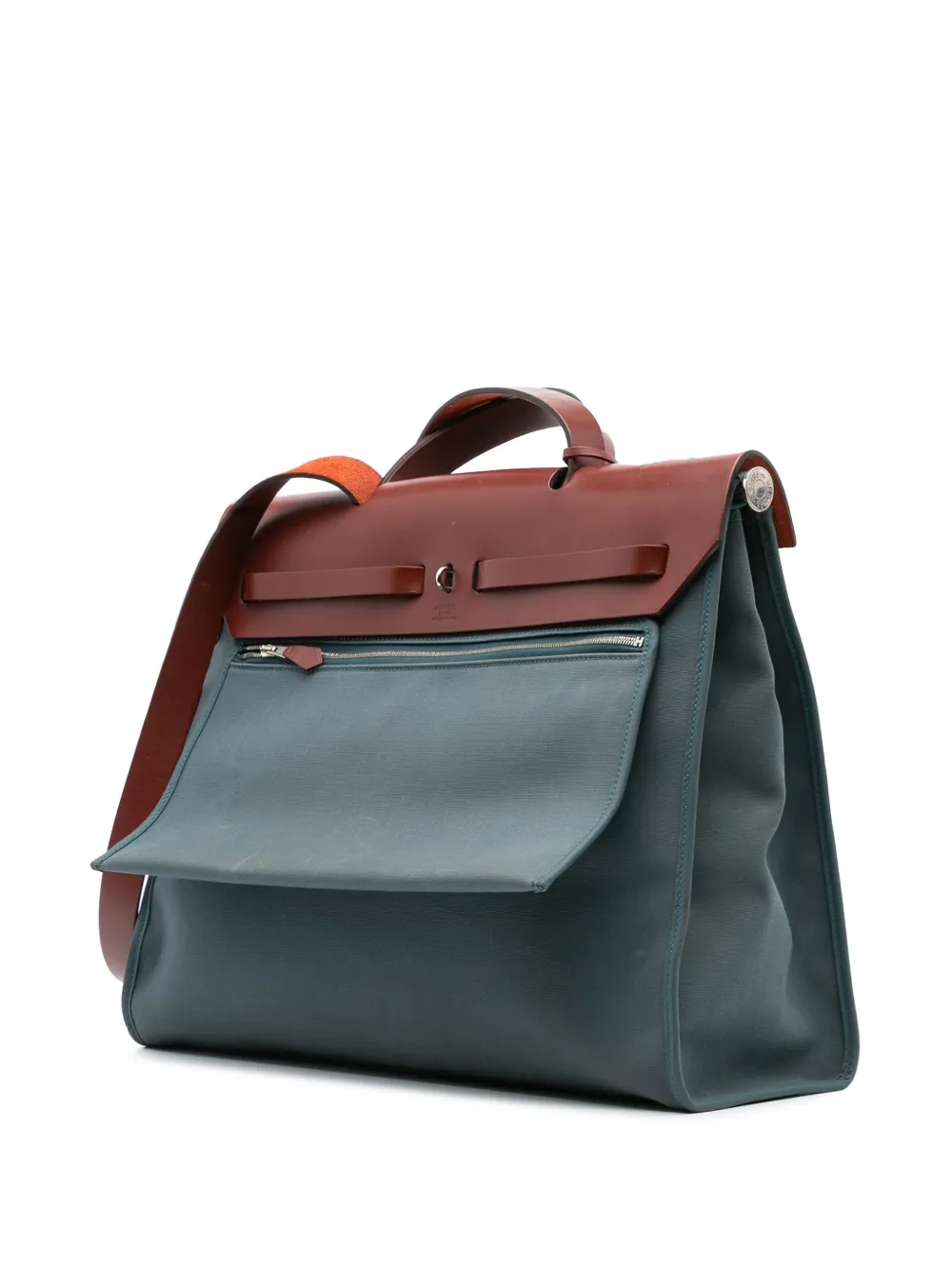 Pre-owned Hermes 2015 Toile Herbag Zip 39 Satchel In Brown