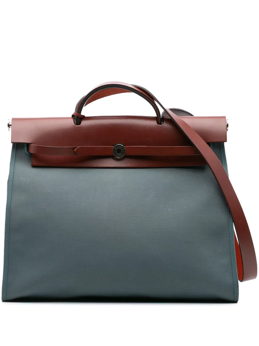 Hermès Pre-Owned 2015 トワル エールバッグ ジップ 39 サッチェルバッグ - ブラウン Hermès Pre-Owned 2015 トワル エールバッグ ジップ 39 サッチェルバッグ - ブラウン