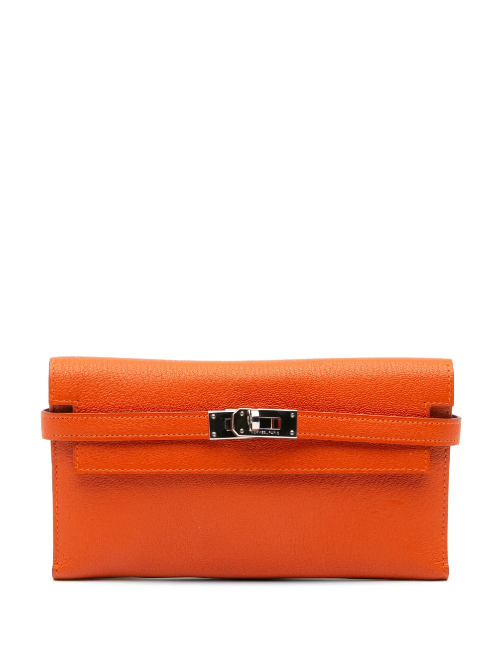 Hermès Pre-Owned 2014 シェーブル ミゾール ケリー ロングウォレット 長財布 - オレンジ Hermès Pre-Owned 2014 シェーブル ミゾール ケリー ロングウォレット 長財布 - オレンジ