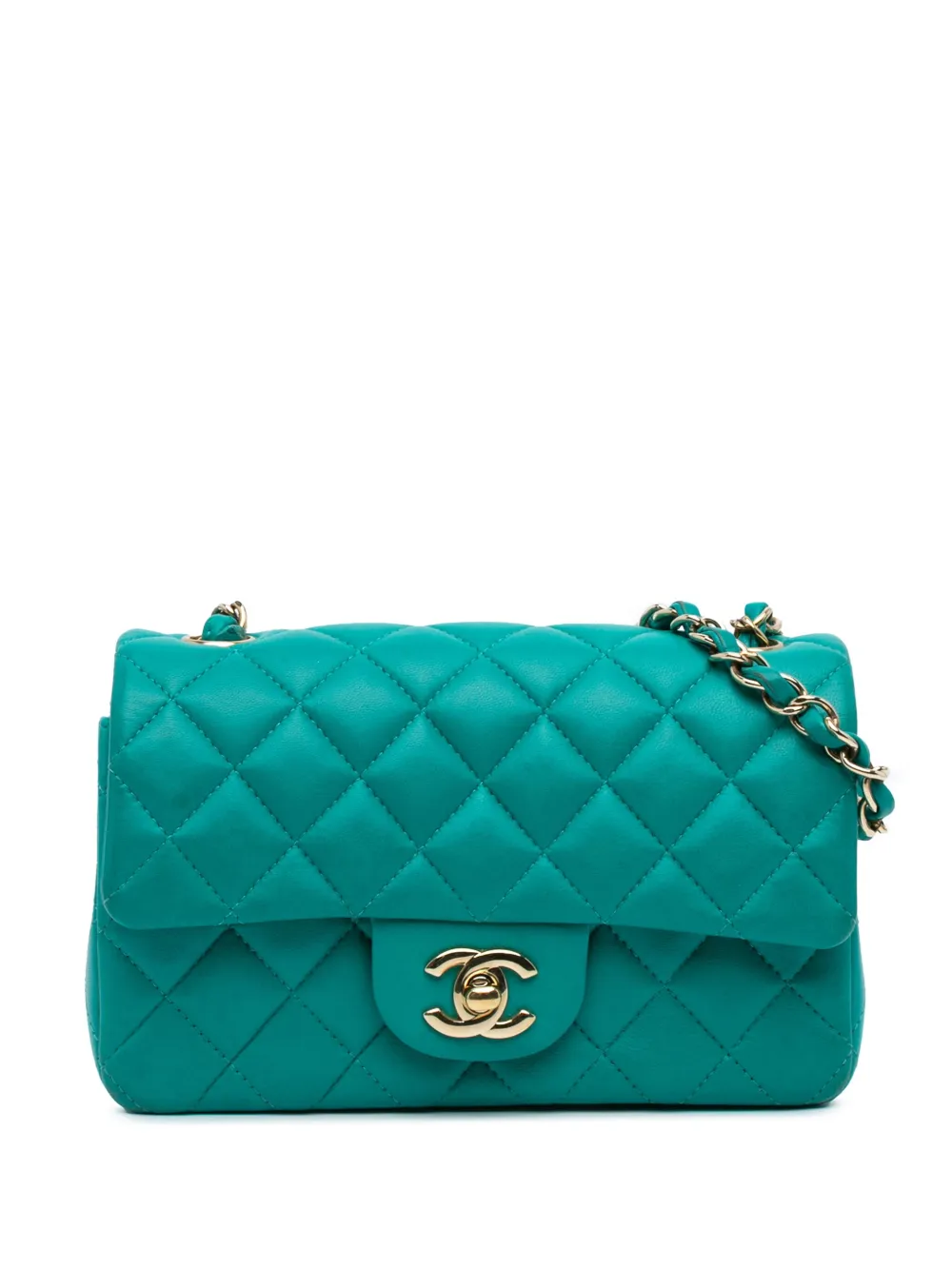 CHANEL Pre-Owned 2016-2017 Mini Rectangular Classic Lambskin Single Flap crossbody bag | Blue | Image 1