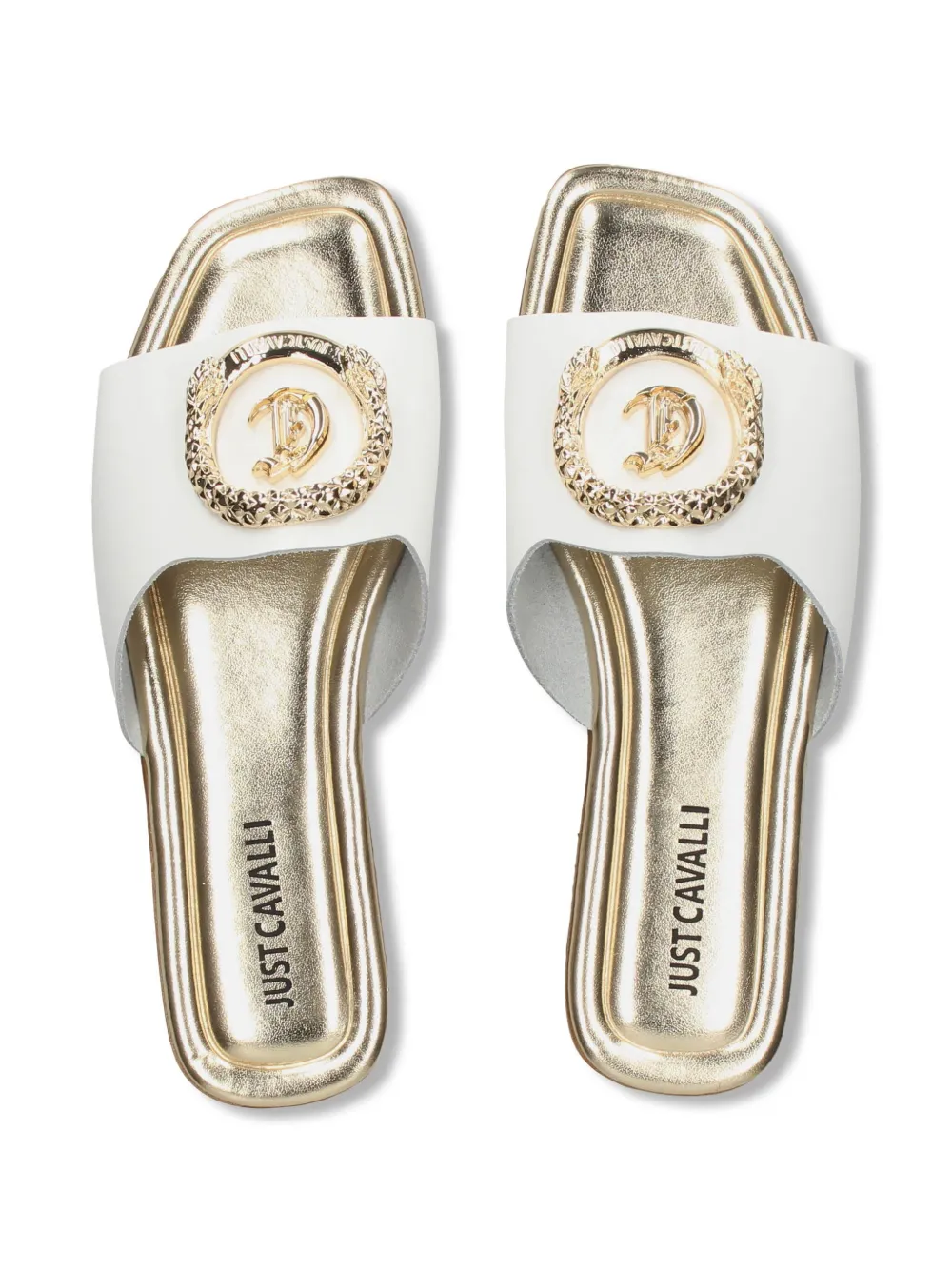 JUST CAVALLI EMBELLISHED SLIDE SANDALS