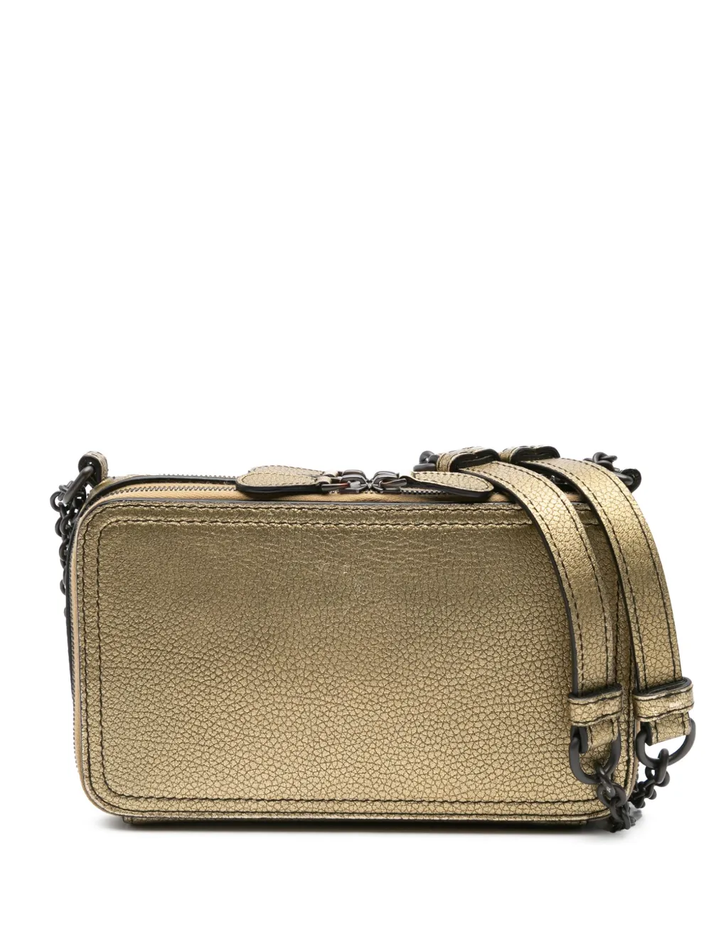 2012-2024 Metallic Lambskin Intrecciato Trimmed Double Zip Camera Bag shoulder bag