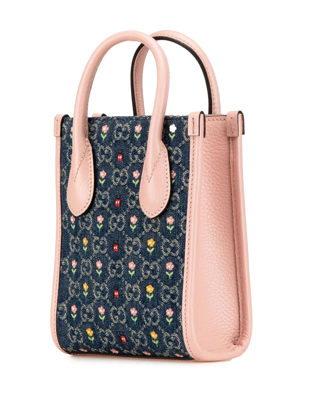 Gucci Pre-Owned 2016-present Mini GG Denim Interlocking G Flowers Tote satchel | Pre-Owned | Image 2