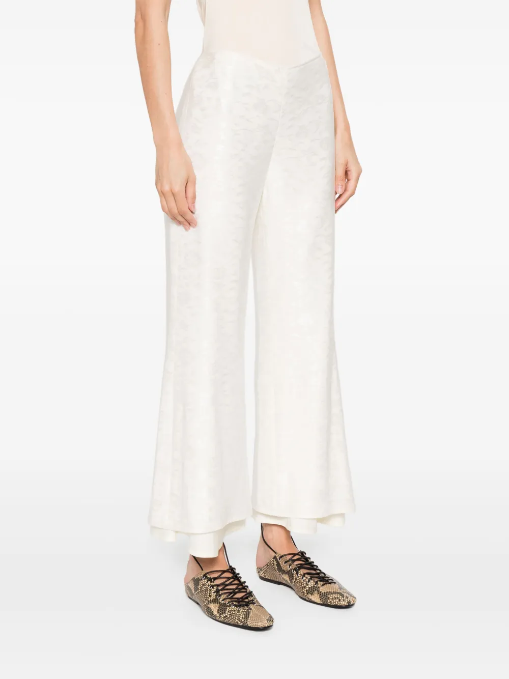 Jil Sander Broek met bloemjacquard Beige