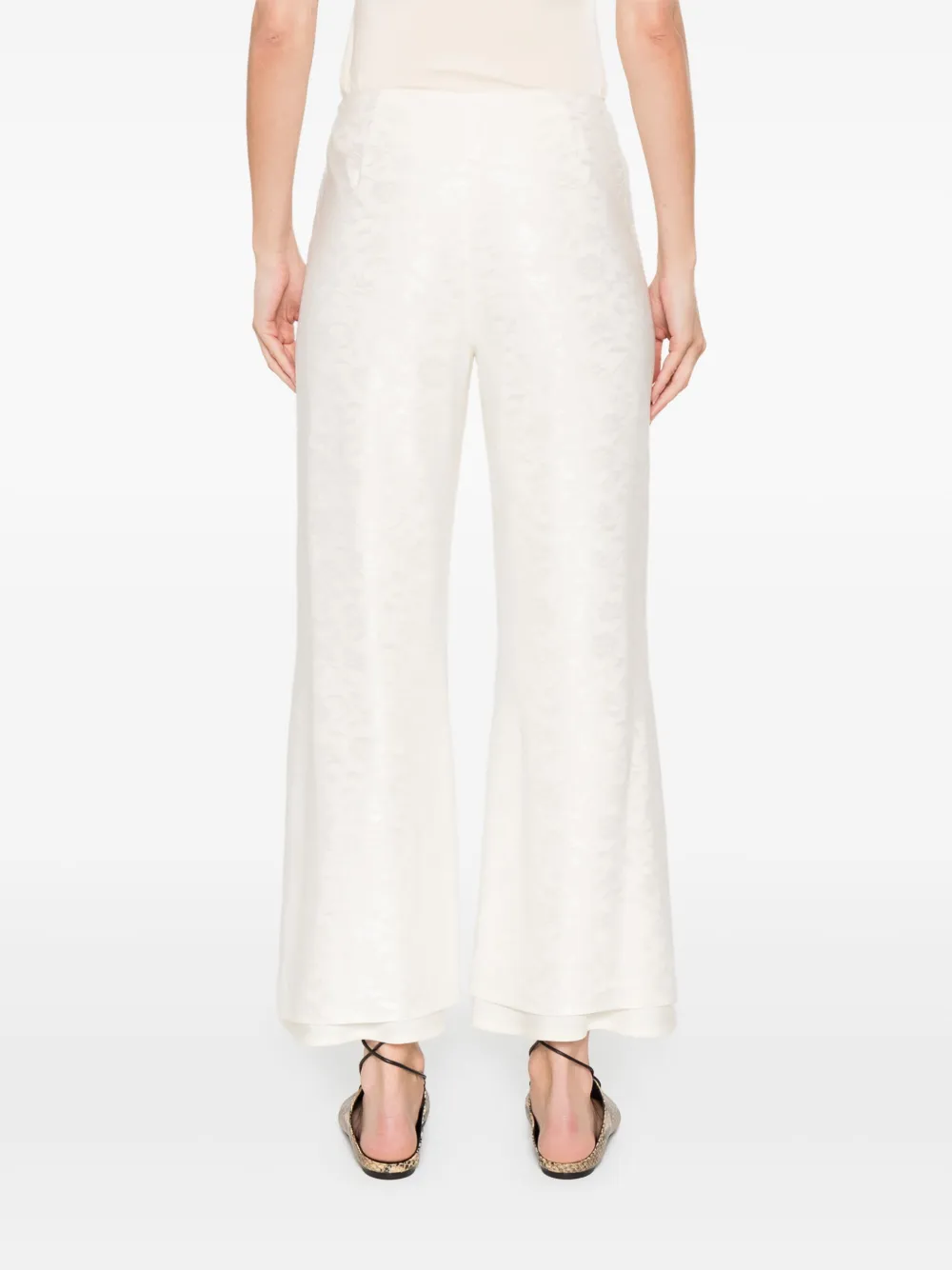 Jil Sander Broek met bloemjacquard Beige