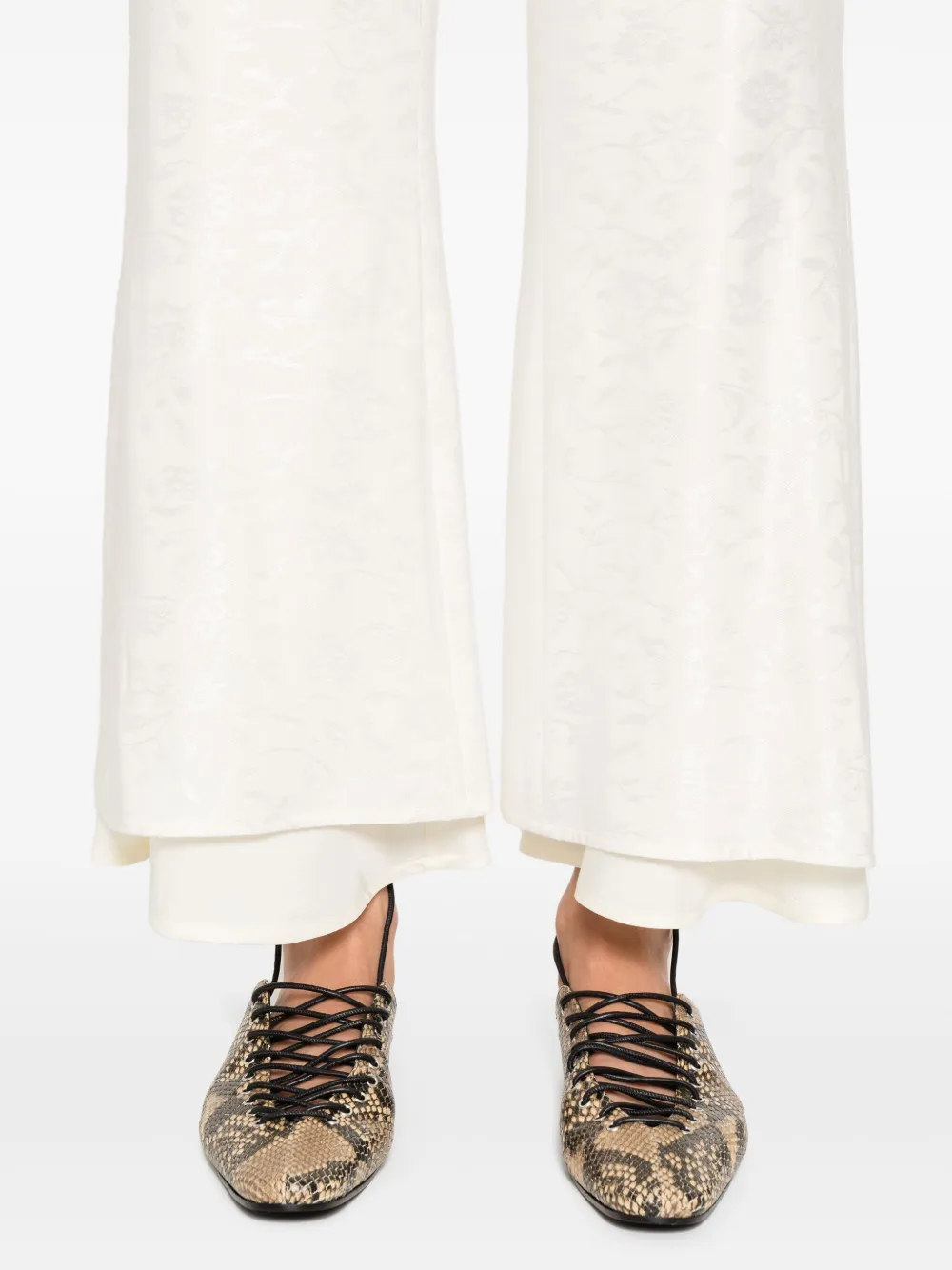 Jil Sander Broek met bloemjacquard Beige