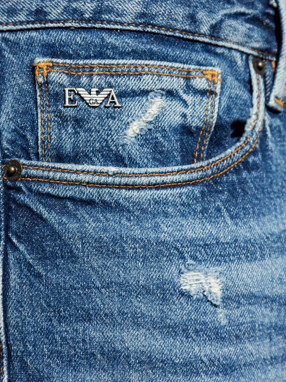 Emporio Armani Gerafelde jeans Blauw
