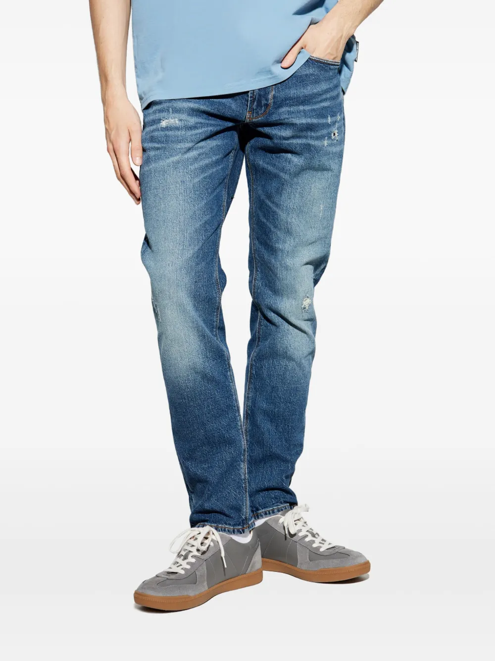 Emporio Armani Gerafelde jeans Blauw