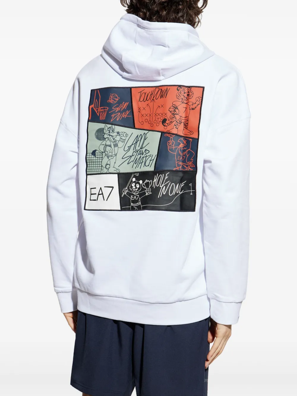 Shop Ea7 Graphic-print Hoodie In Weiss