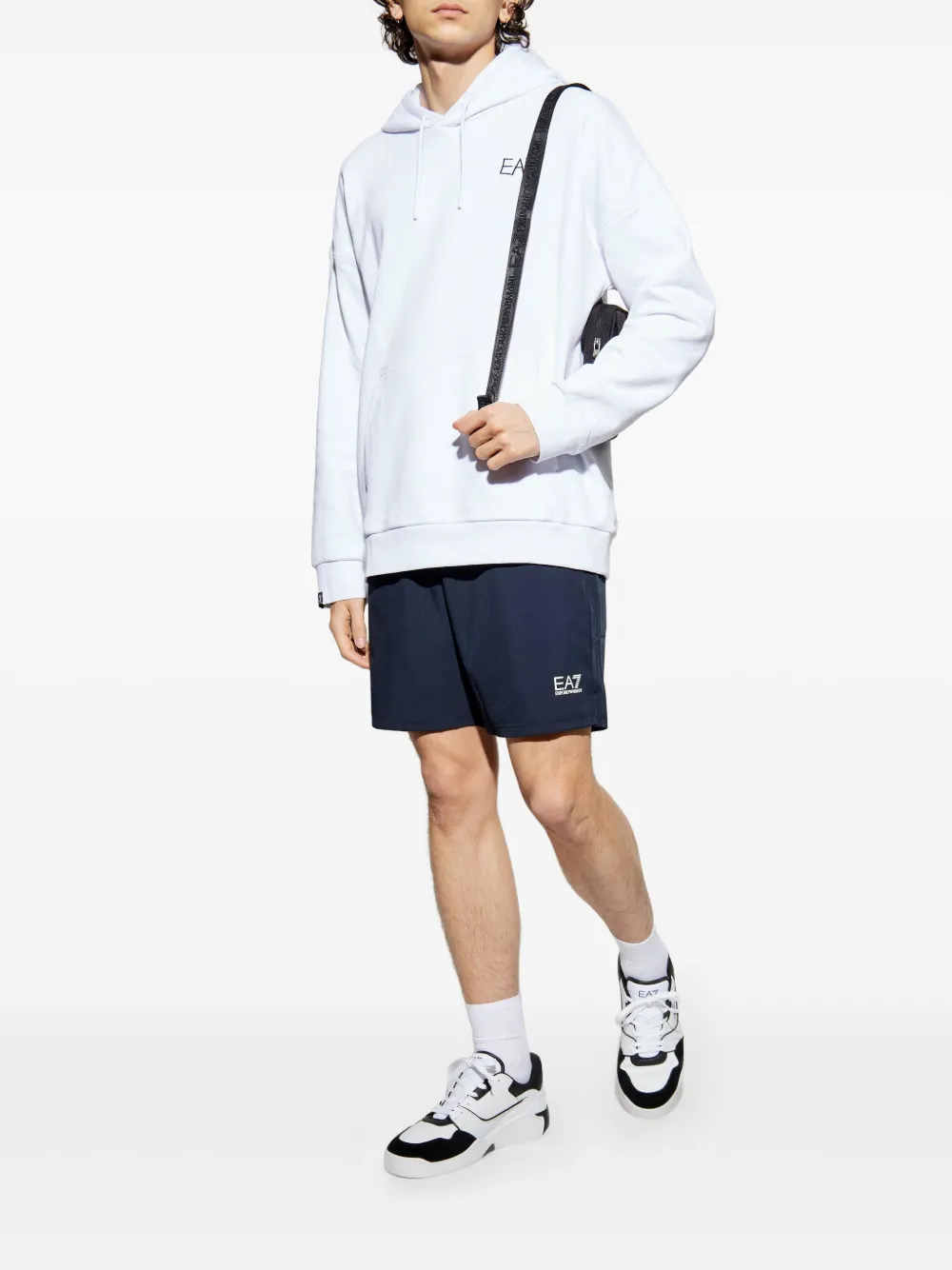 Shop Ea7 Graphic-print Hoodie In Weiss