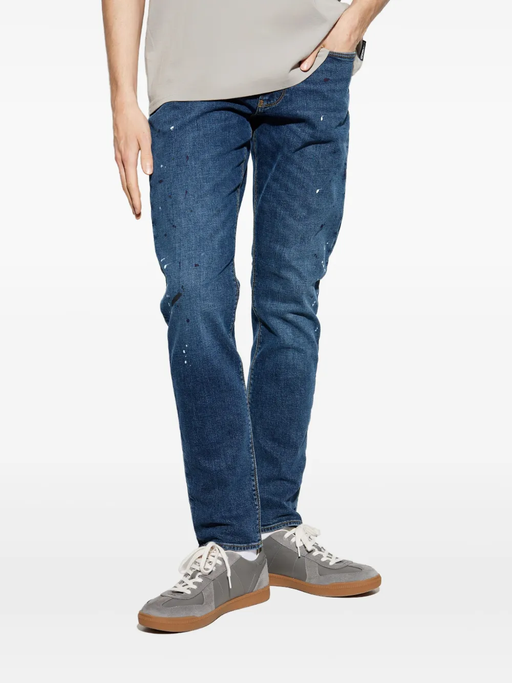 Emporio Armani Jeans met verfspatten Blauw