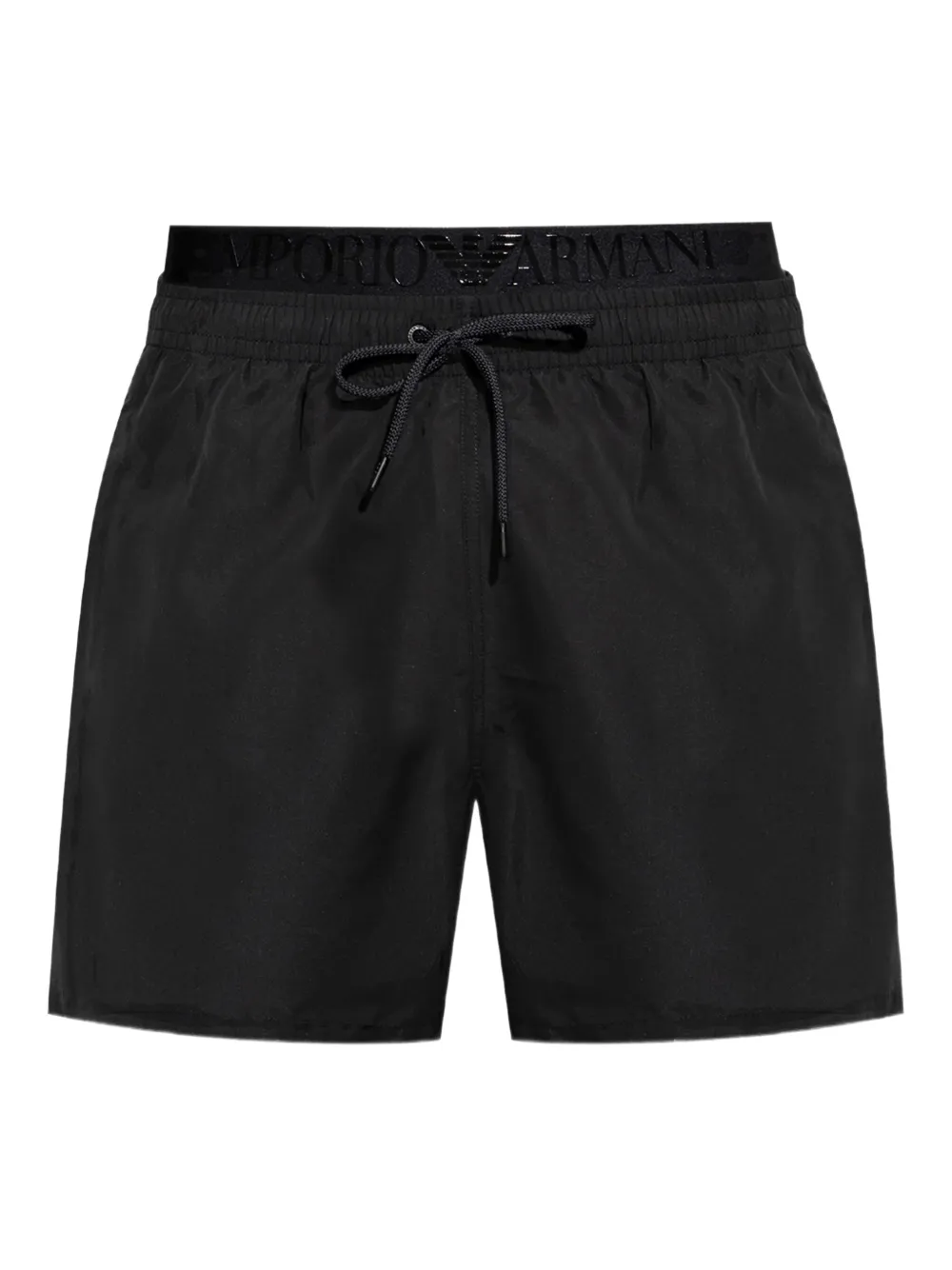 Emporio Armani ロゴウエスト トランクス水着 - ブラック Emporio Armani ロゴウエスト トランクス水着 - ブラック