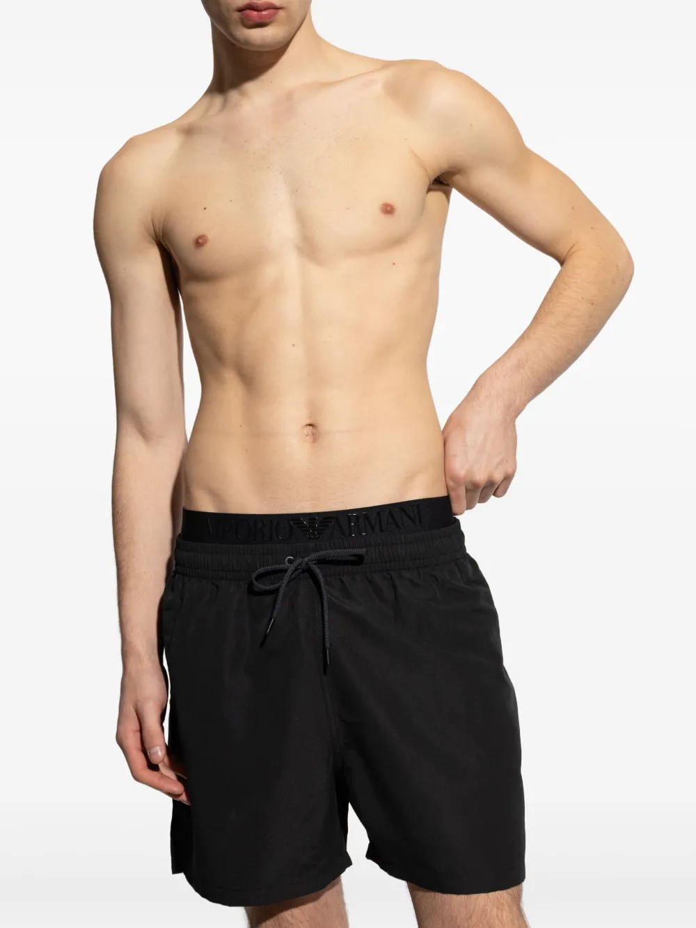 Emporio Armani Zwembroek met logoband Zwart