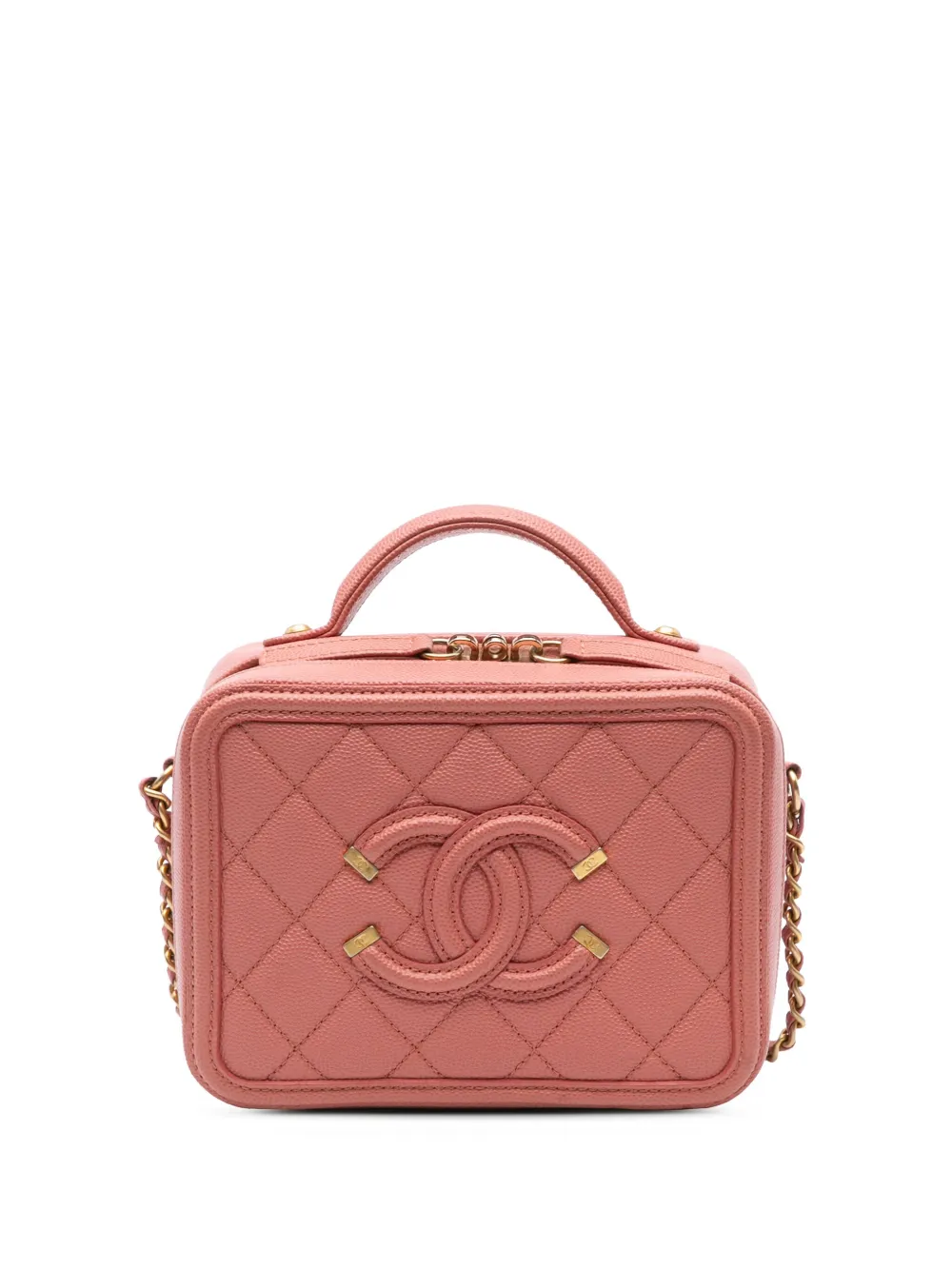 CHANEL Pre-Owned 2019 Small Caviar CC Filigree Vanity Bag satchel | Pink | Image 1