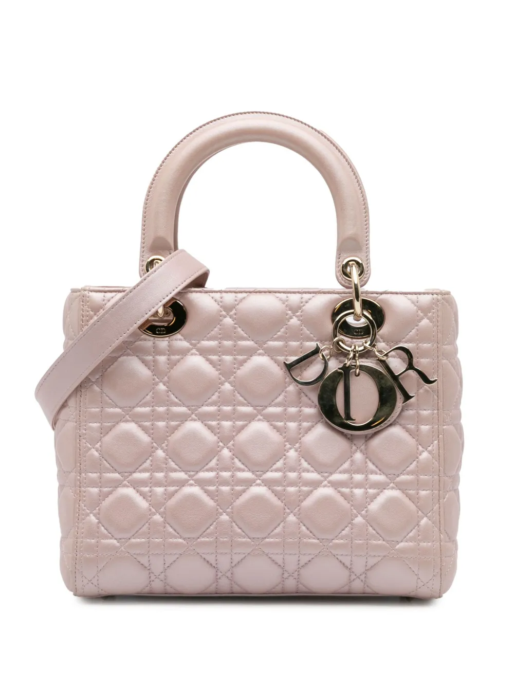 Christian Dior Pre-Owned 2016 Medium Pearlescent Lambskin Cannage Lady Christian Dior Pre-Owned 2016 Medium Pearlescent Lambskin Cannage Lady