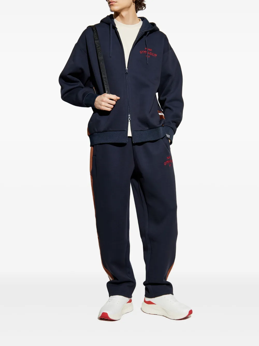 Ea7 Emporio Armani Hoodie met geborduurd logo Blauw