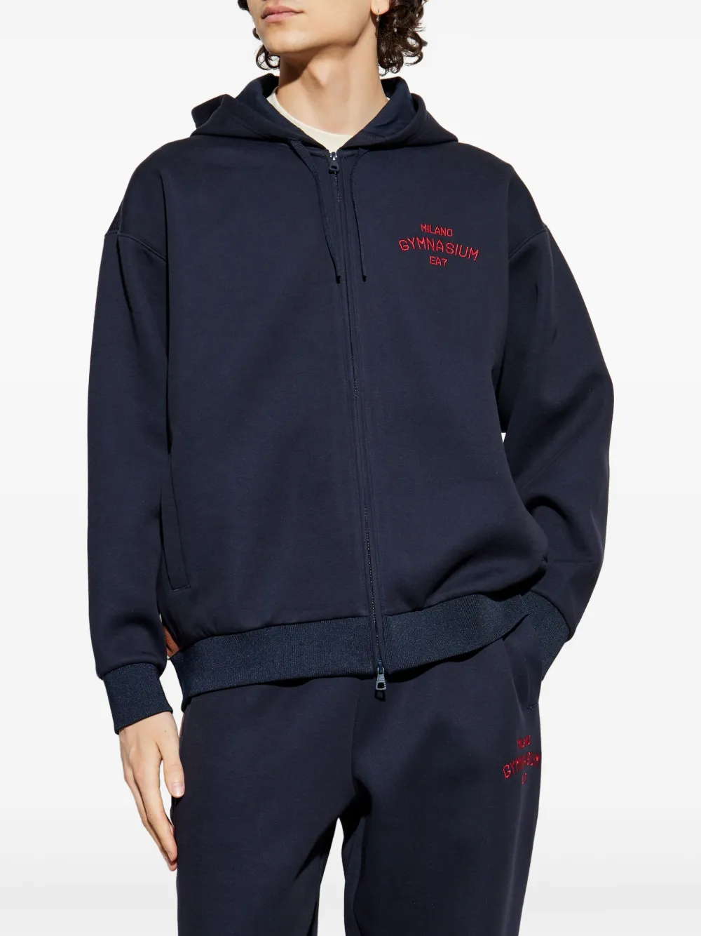 Ea7 Emporio Armani Hoodie met geborduurd logo Blauw