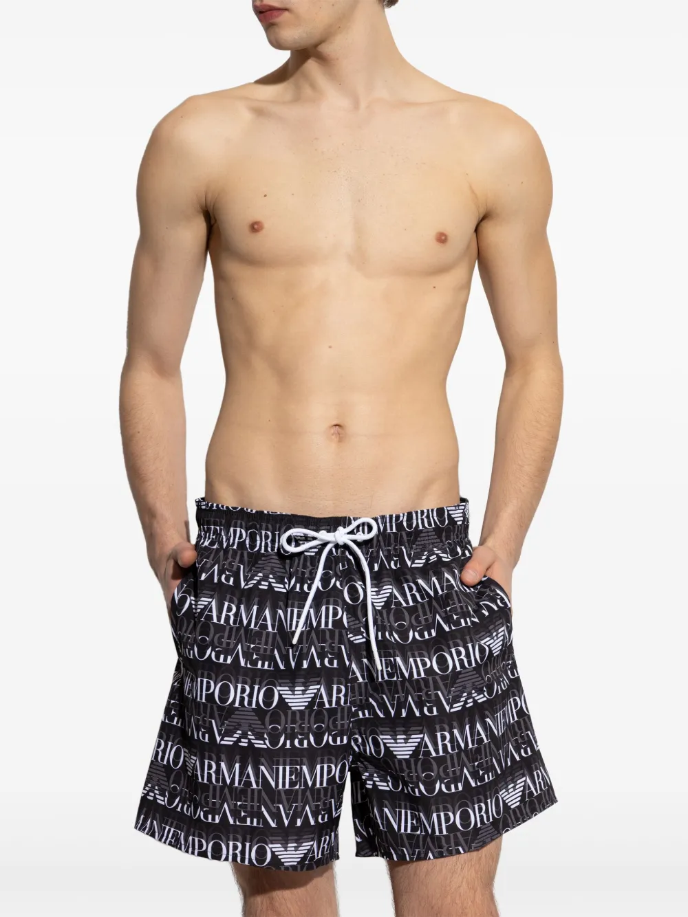 Emporio Armani Zwembroek met logoprint Zwart